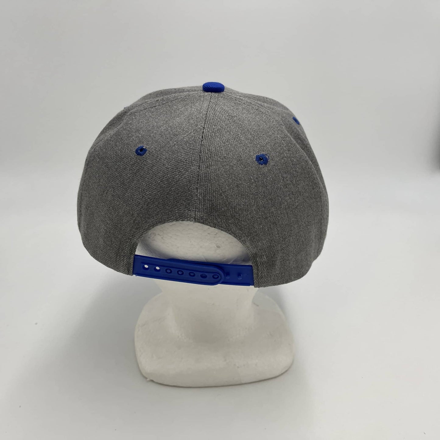 Plain Poly Snapback Dark Gray and Blue Eyelets/Bill 12 pack PFS0548 Cap Hat