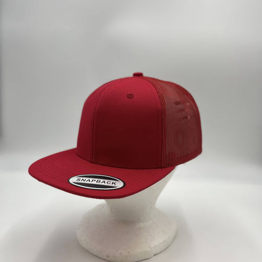 Plain Flat 6P Mesh Trucker Red and Red Mesh 12-pck CF6M1870 Cap Hat
