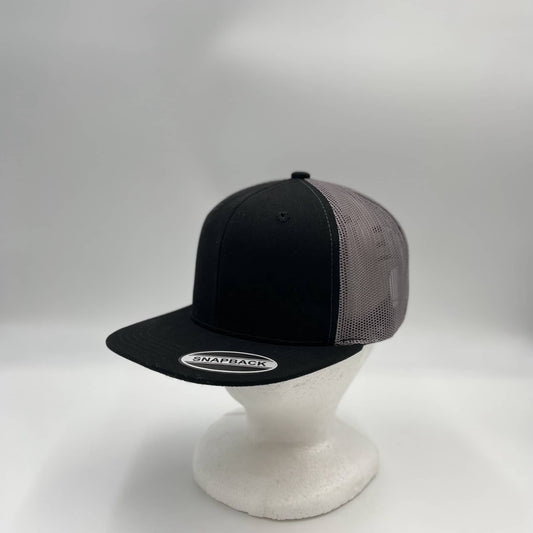 Plain Flat 6P Mesh Trucker Black and Gray Mesh 12-pck CF6M1869 Cap Hat