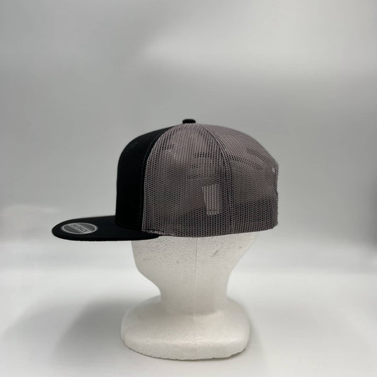 Plain Flat 6P Mesh Trucker Black and Gray Mesh 12-pck CF6M1869 Cap Hat