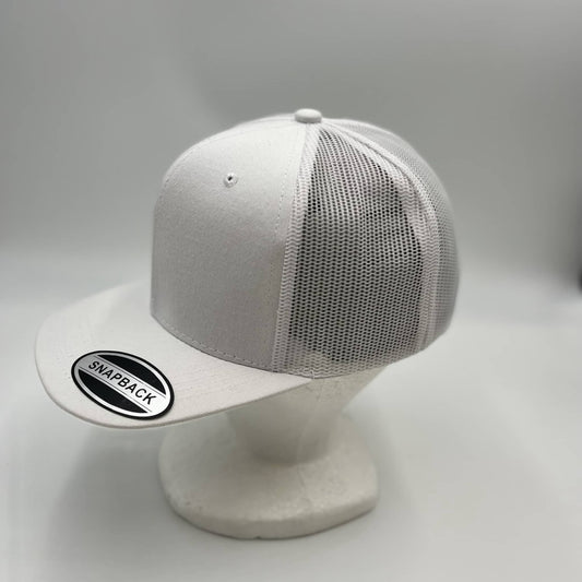 Plain Flat 6P Mesh Trucker White and White Mesh 12-pck CF6M1860 Cap Hat