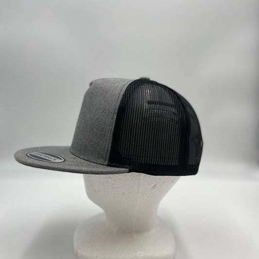 Plain Flat 5P Mesh Trucker Textured Dark Gray and Black Mesh 12-pck CF5M1202 Cap Hat