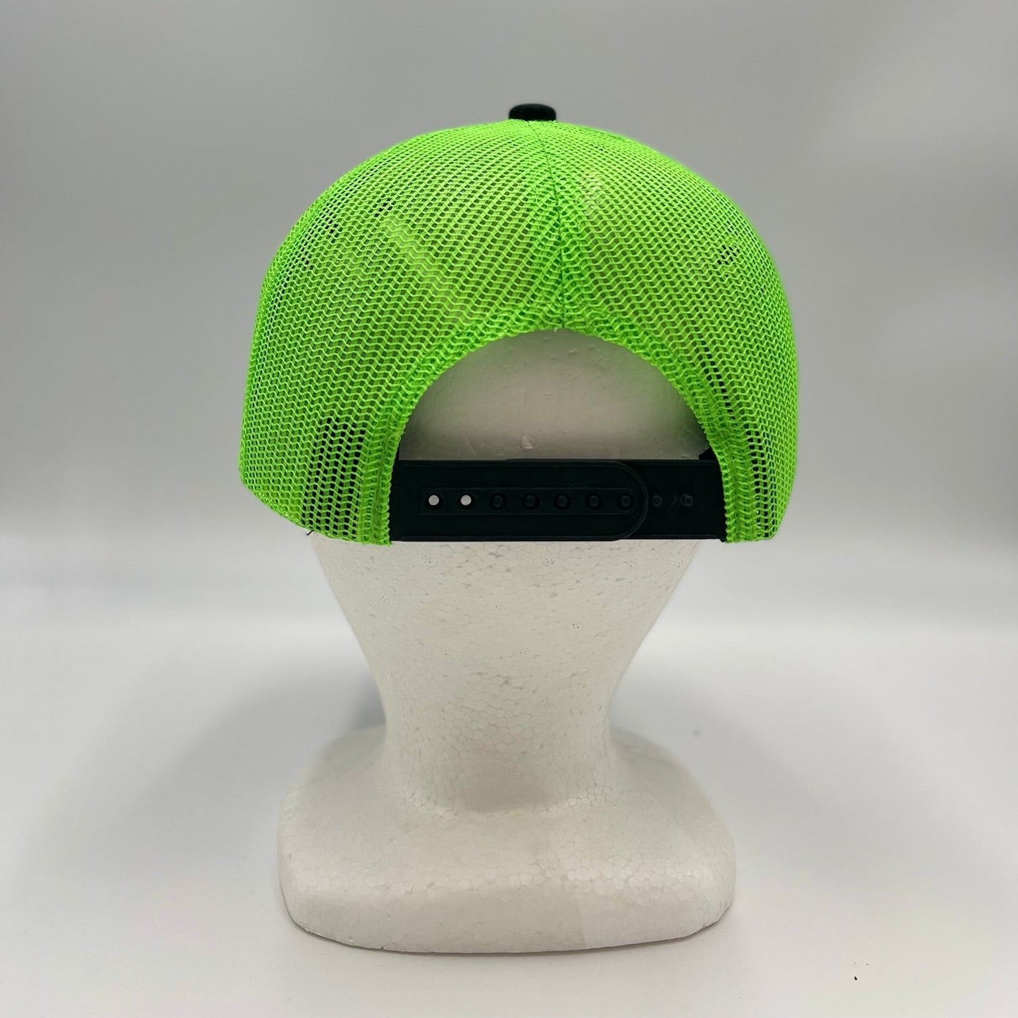 Plain Flat 6P Mesh Trucker Black and Neon Green Mesh 12-pck CF6M1827 Cap Hat