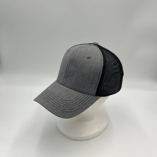 Plain Mesh Velcro Texture Gray and Black Mesh 12-pack CTM1139 Cap Hat