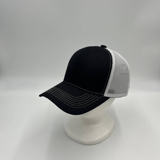 Plain Mesh Velcro Black and White Mesh 12-pack CTM1136 Cap Hat