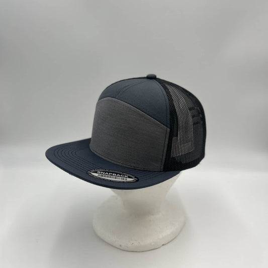 Plain 7 Panel Trucker Dark Gray, Blue, and Black Mesh 12-pck NS7TM14 Cap Hat