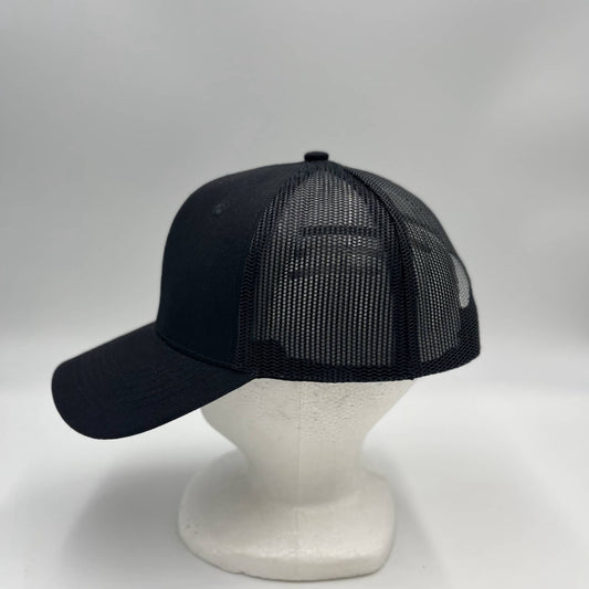 Plain Mesh Velcro Black and Black Mesh 12 PACK CTM1121 Cap Hat