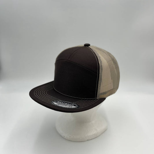 Alpha Omega Cap Plain 7 Panel Trucker Brown and Tan Mesh 20 PACK NS7TM10 Cap Hat