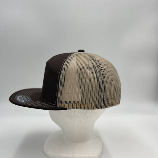 Alpha Omega Cap Plain 7 Panel Trucker Brown and Tan Mesh 20 PACK NS7TM10 Cap Hat