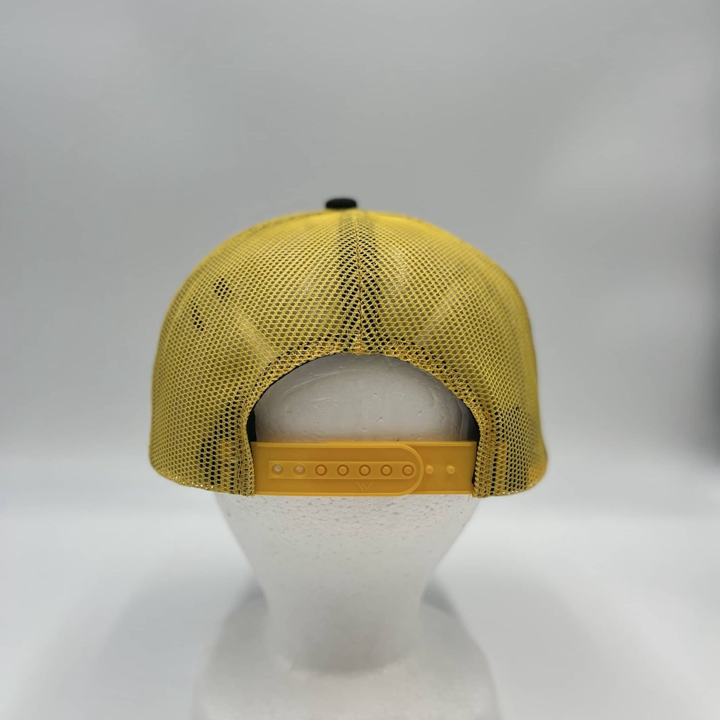 Plain 7 Panel Trucker Black and Yellow Mesh 12 pack NS7TM03 Cap Hat