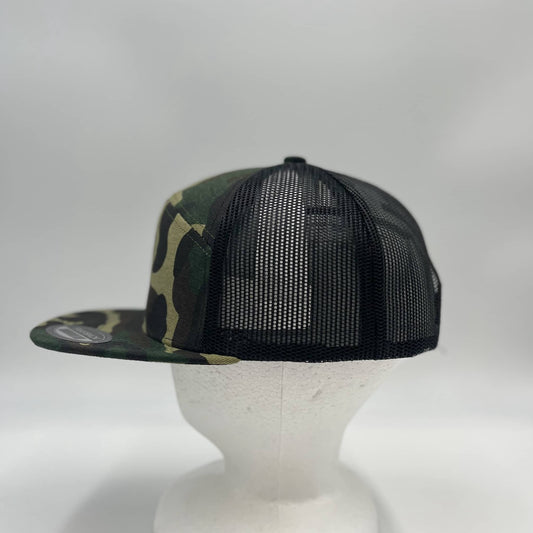 Plain 7 Panel Trucker Camo Green and Black Mesh 12 pack NS7TMC1 Cap Hat