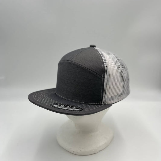 Plain 7 Panel Trucker Gray and Black Mesh 12 pack NS7TM12 Cap Hat