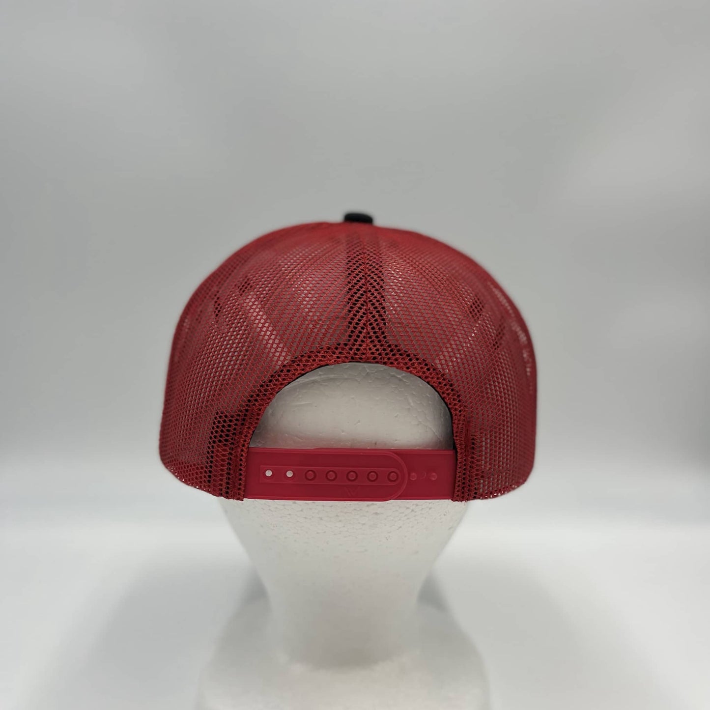 Plain 7 Panel Trucker Black and Red Mesh 12 pack NS7TM01 Cap Hat