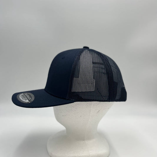 Plain Flat 6P Mesh Trucker Navy Blue and Navy Blue Mesh 12 pack CF6M1851 Cap Hat