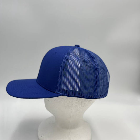 Plain Flat 6P Mesh Trucker Blue and Blue Mesh 12 pack CF6M1850 Cap Hat