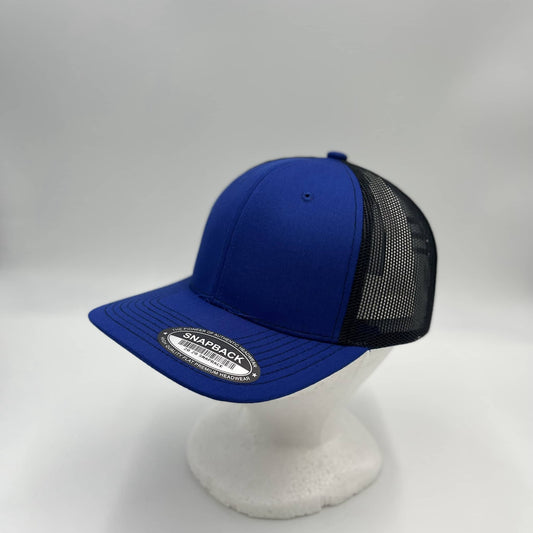 Plain Flat 6P Mesh Trucker Blue and Red Mesh 12 pack CF6M1848 Cap Hat