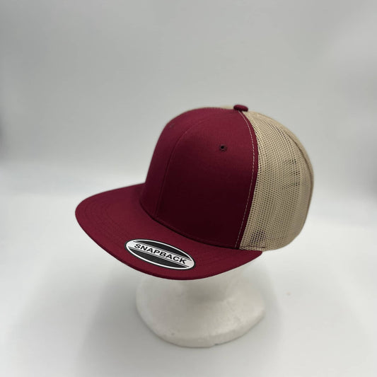 Plain Flat 6P Mesh Trucker Brugandy and Tan Mesh 12 pack CF6M1801 Cap Hat
