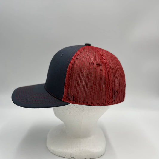 Plain Flat 6P Mesh Trucker Dark Gray and Red Net 12 pack CF6M1841 Cap Hat