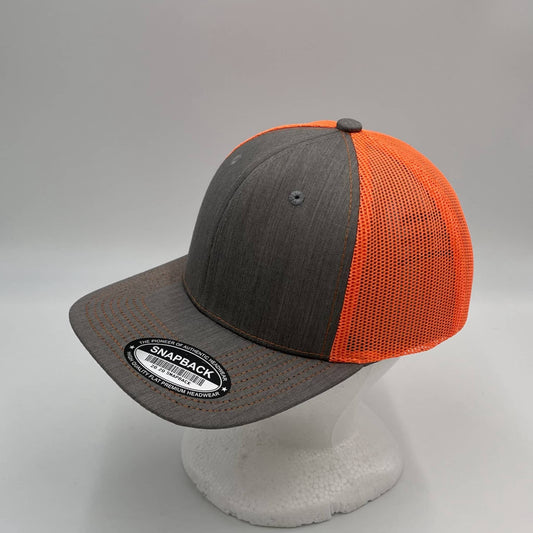 Plain Flat 6P Mesh Trucker Texture light gray and Orange Mesh 12 PACK CF6M1834 Cap Hat