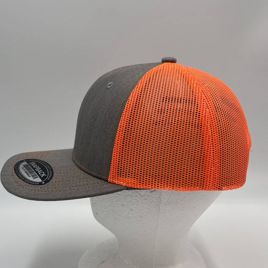 Plain Flat 6P Mesh Trucker Texture light gray and Orange Mesh 12 PACK CF6M1834 Cap Hat