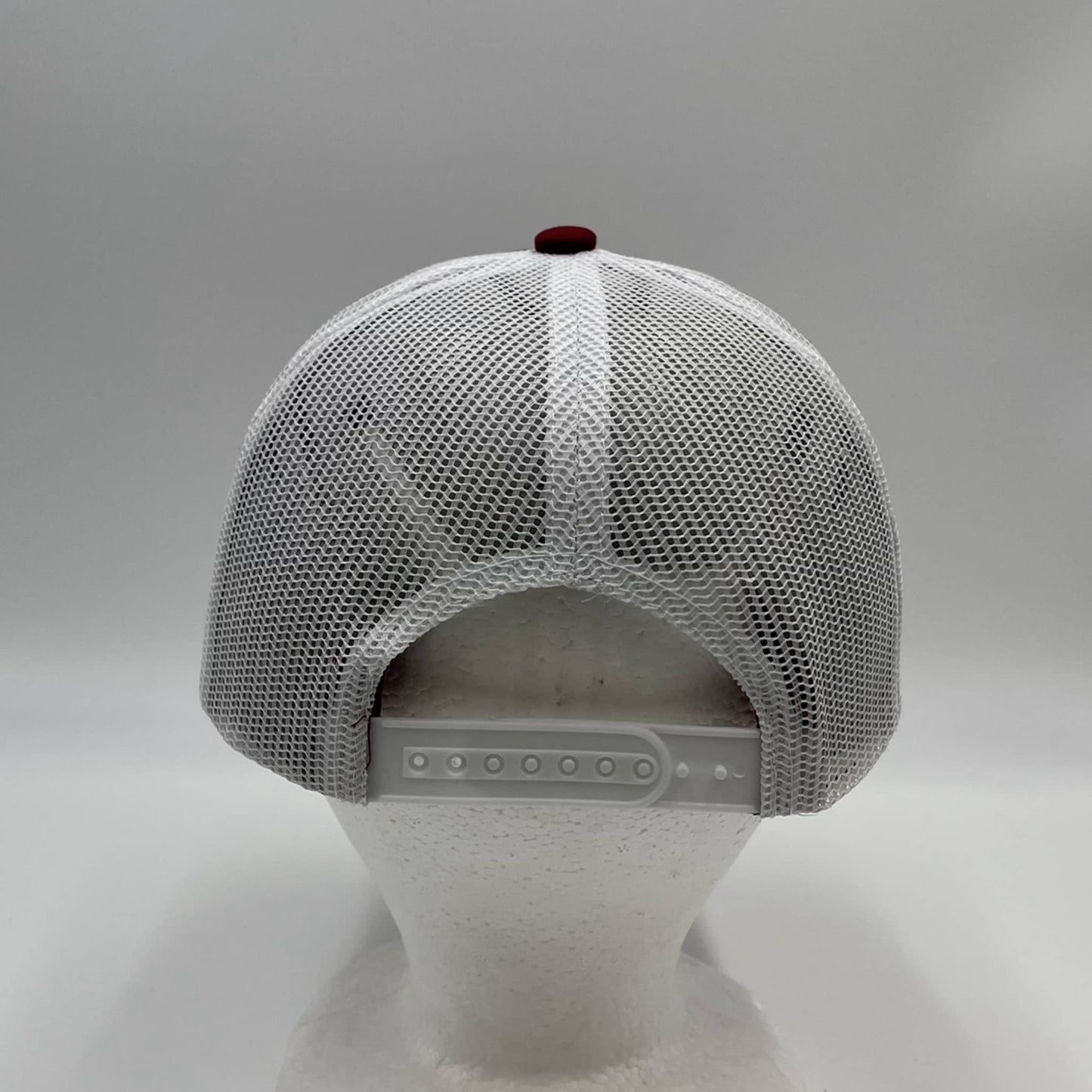 Plain Flat 6P Mesh Trucker Burgandy and White Mesh 12 pack CF6M1804 Cap Hat