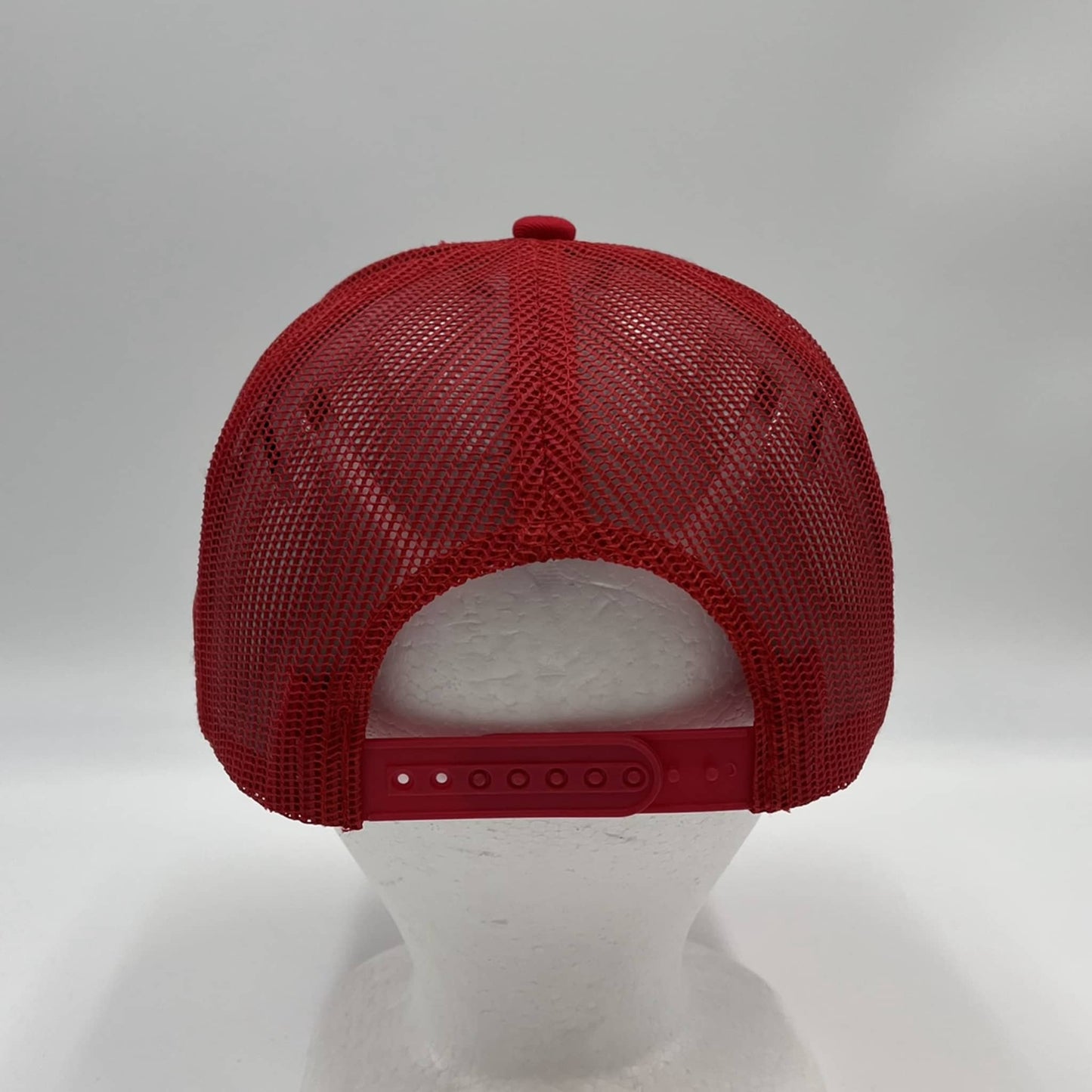 Plain Flat 6P Mesh Trucker White with Red Lip and Red Mesh Mesh 12 pack CF6M1810 Cap Hat