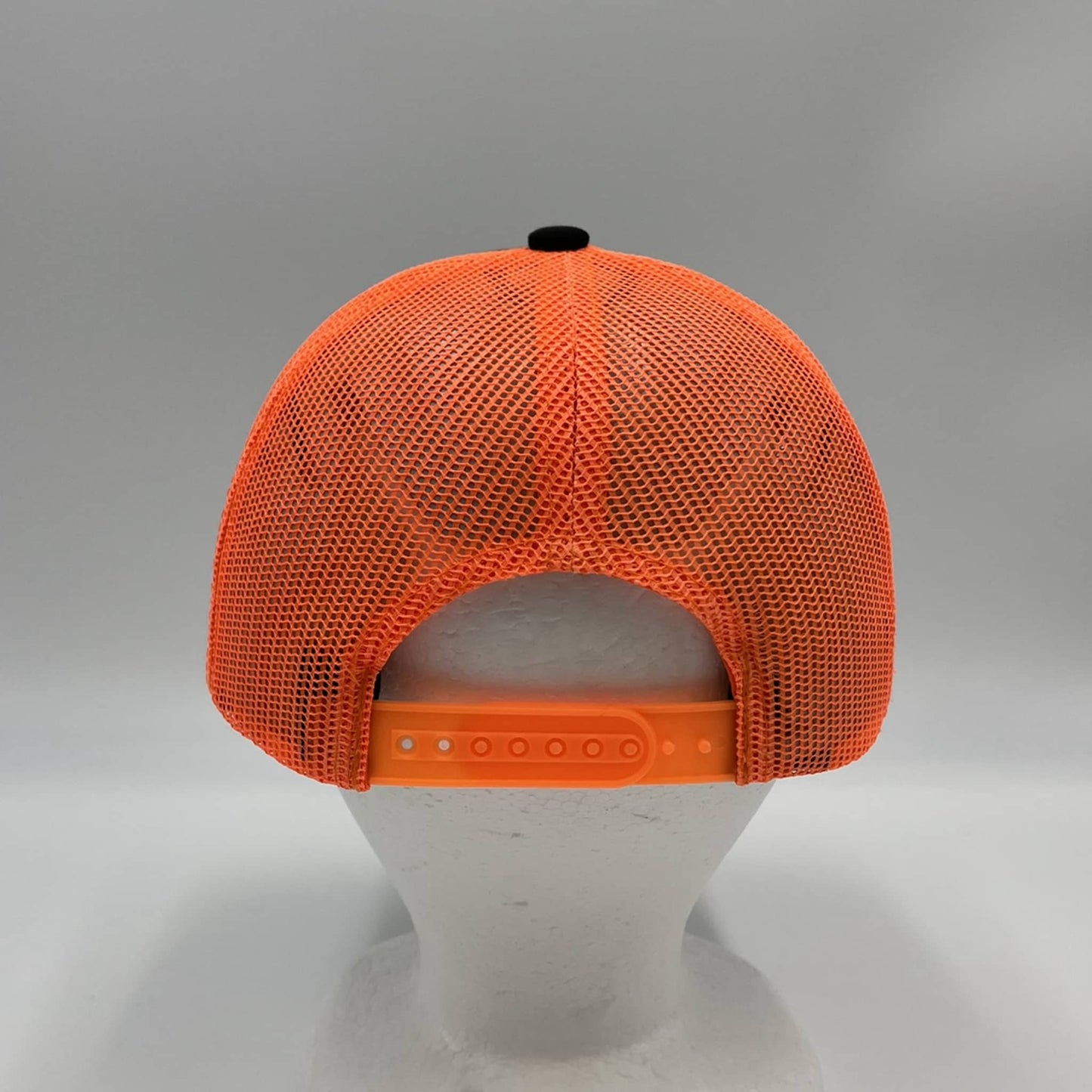 Plain Flat 6P Mesh Trucker Black and Orange Mesh (Orange Thread) 12 pack CF6M1824 Cap Hat