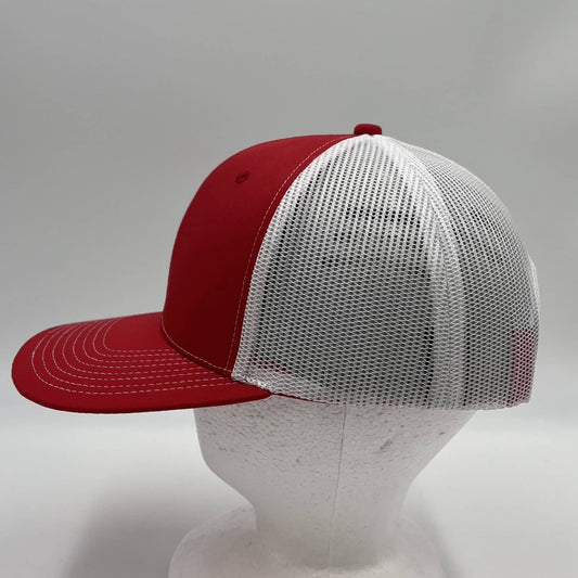 Plain Flat 6P Mesh Trucker Red and White Mesh 12 pack CF6M1820 Cap Hat