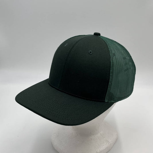 Plain Flat 6P Mesh Trucker Green and Green Mesh CF6M1813 Cap Hat