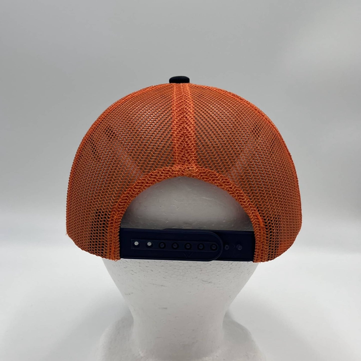 Plain Curve 6 Panel Trucker Navy Blue and Orange Mesh 12 pack CTM1113 Cap Hat