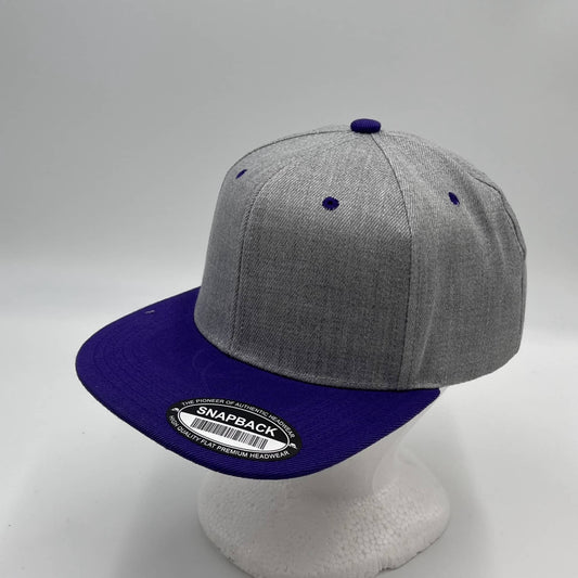 Plain Poly Snapback Light Gray and Purple Lid 12 pack PFS02T23 Cap Hat