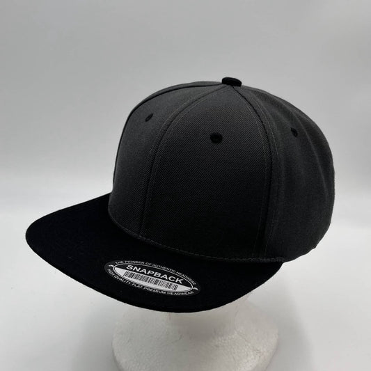 Plain Poly Snapback Dark Gray and Black Eyelets/Bill 12 pack PFS0531 Cap Hat