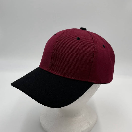 Plain Two Tone Velcro Burgandy and Black Eyelets/Bill 12 pack PCV0229 Cap Hat