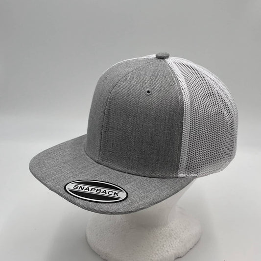 Plain Flat 6P Mesh Trucker Light Gray and White Mesh 12 pack CF6M1872 Cap Hat