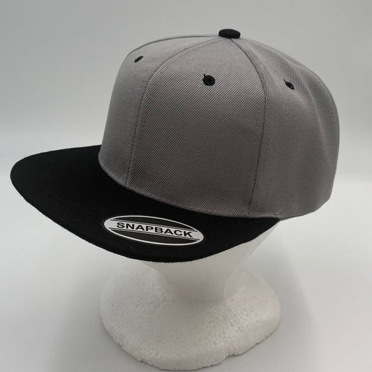 Plain Poly Snapback Gray and Black Lid 12 pack PFS02T17 Cap Hat