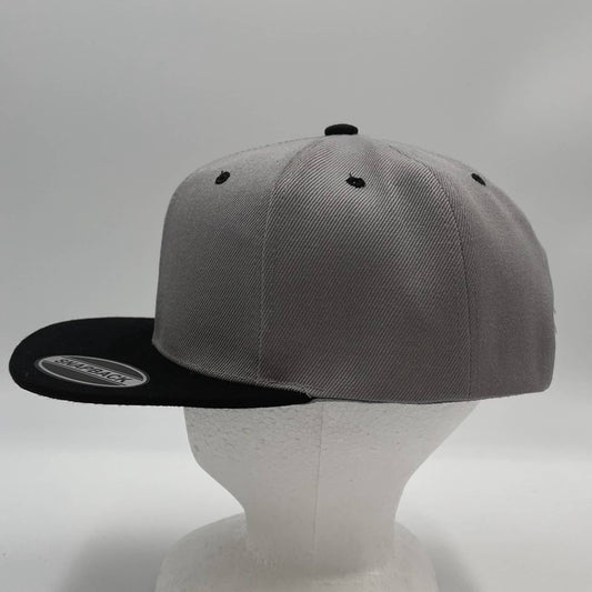 Plain Poly Snapback Light Gray and Black Eyelets/Bill 12 pack PFS0567 Cap Hat