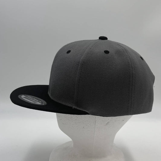 Plain Poly Snapback Gray and Black Eyelets/Bill 12 pack PFS0566 Cap Hat