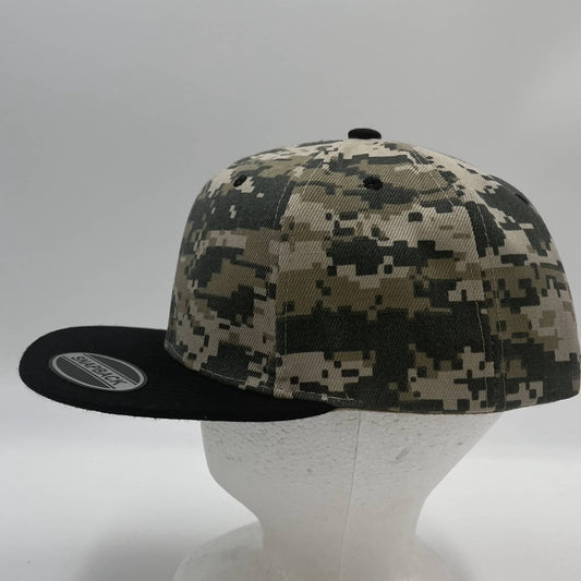 Plain Poly Snapback Digital Camo and Black Eyelets/Bill PFS0538 Cap Hat