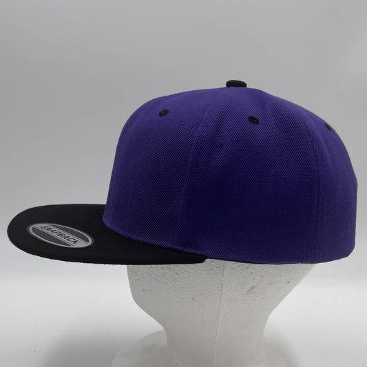 Plain Poly Snapback Purple and Black Lid 12 pack PFS02T21 Cap Hat
