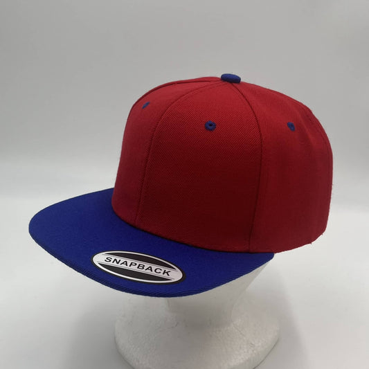 Plain Poly Snapback Red and Blue Eyelets/Bill 12 pack PFS0553 Cap Hat