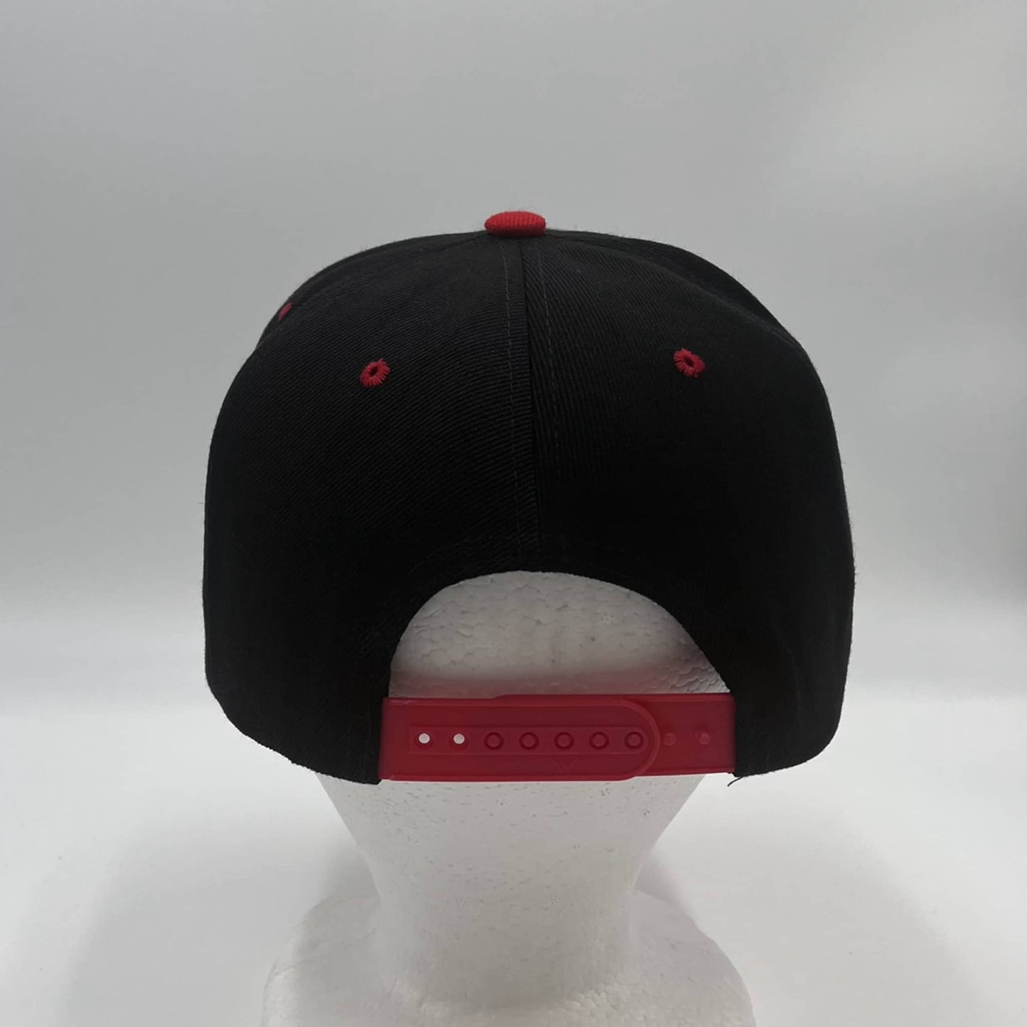 Plain Poly Snapback Black and Red Eyelets/Bill 12 pack PFS0559 Cap Hat