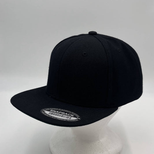 Plain Poly Snapback Black 12 pack PFS0506 Cap Hat