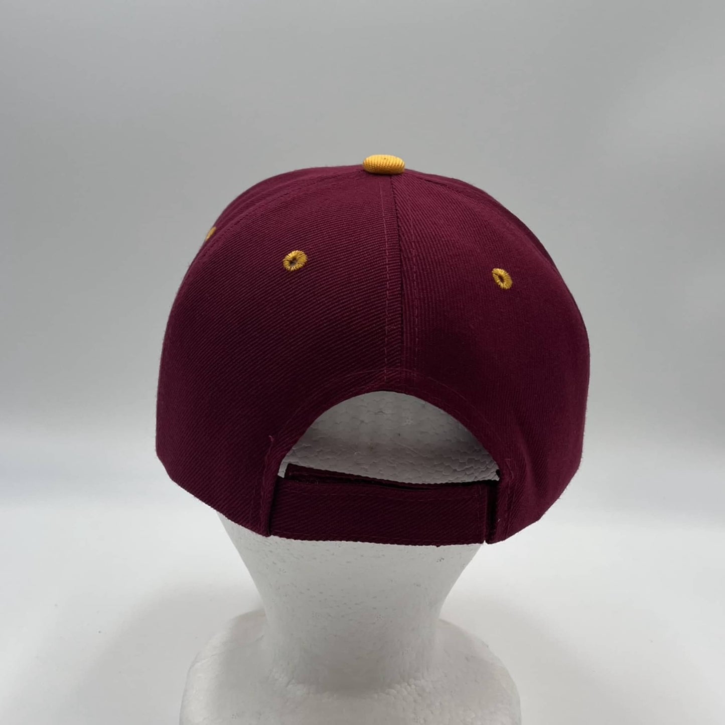 Plain Two Tone Velcro Burgandy and Yellow Eyelets/Bill 12 pack PCV0214 Cap Hat