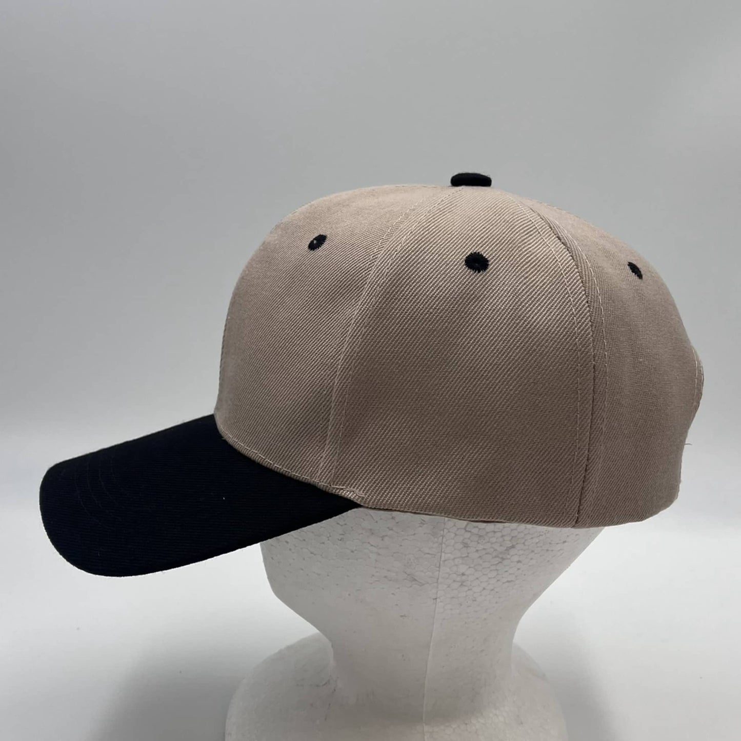 Plain Two Tone Velcro Tan and Black Eyelets/Bill 12 pack PCV0209 Cap Hat