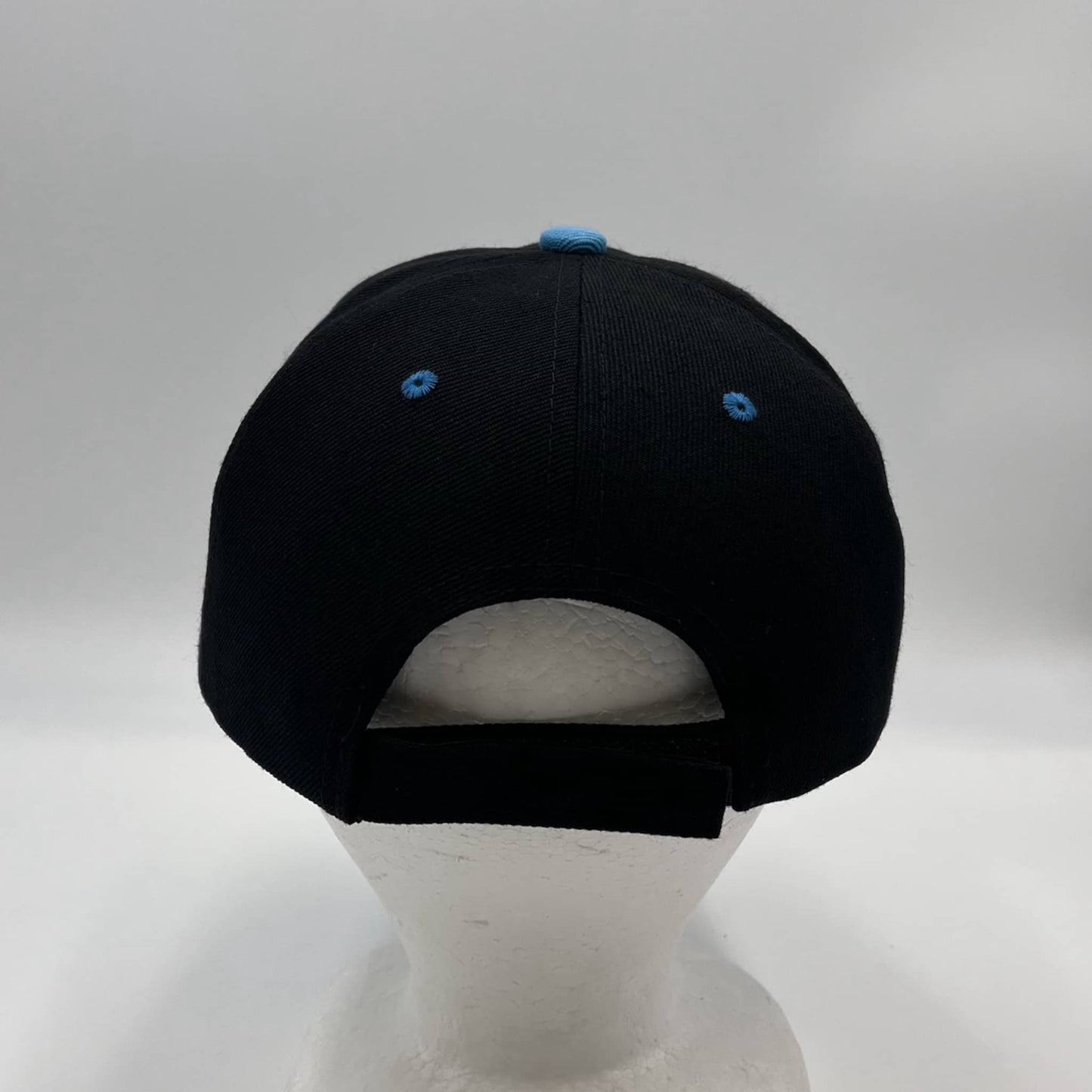Plain Two Tone Velcro Black and Blue Eyelets/Bill 12 pack PCV0201 Cap Hat