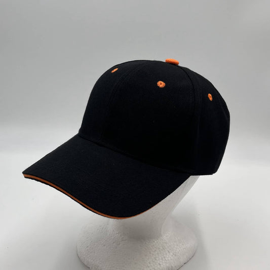 Plain Sandwich Velcro Black and Orange Eyelets 12 pack PCV0329 Cap Hat