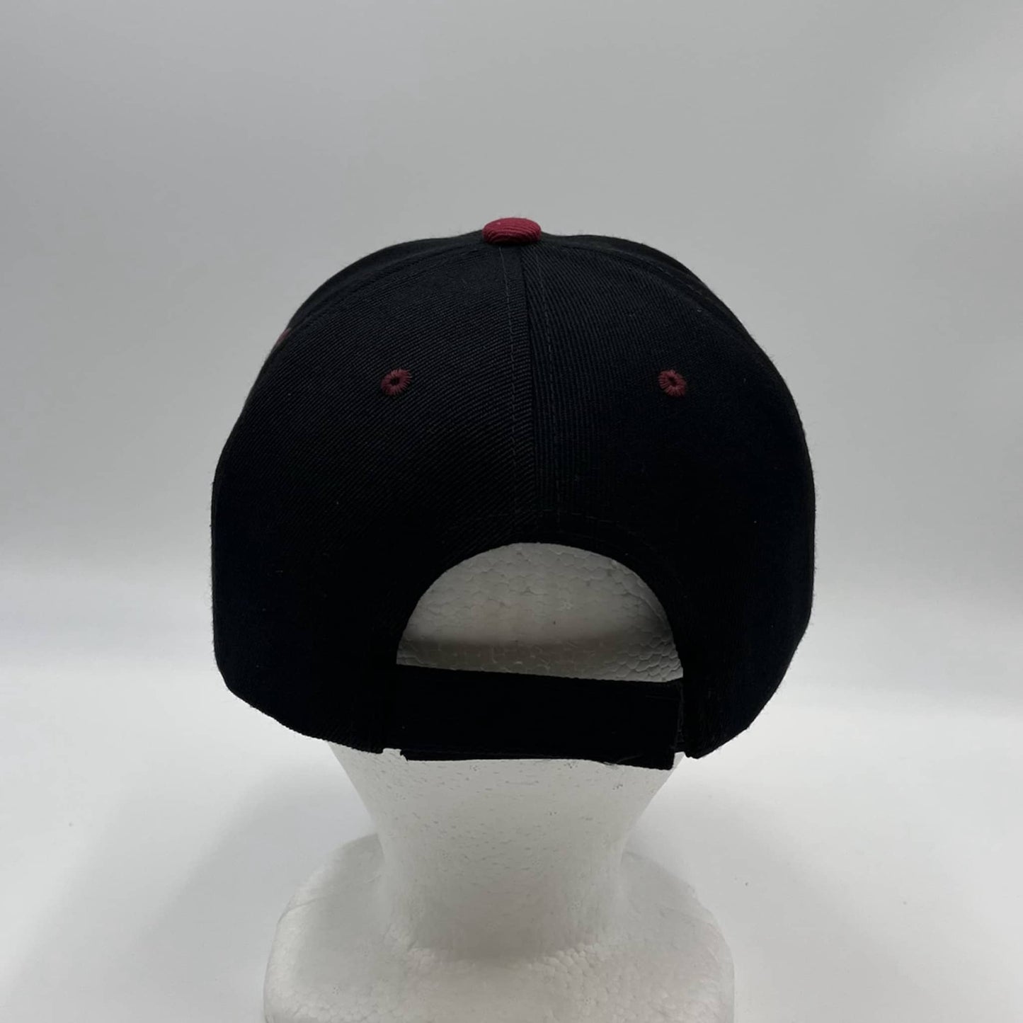 Plain Sandwich Velcro Black and Burgandy Eyelets 12 pack PCV0328 Cap Hat