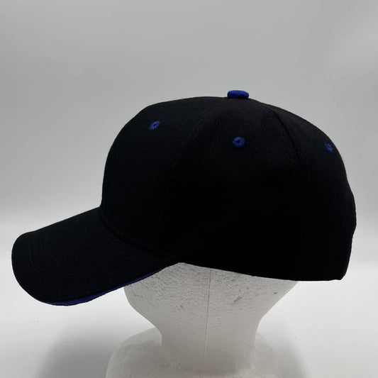 Plain Sandwich Velcro Black and Blue Eyelets 12 pack PCV0327 Cap Hat