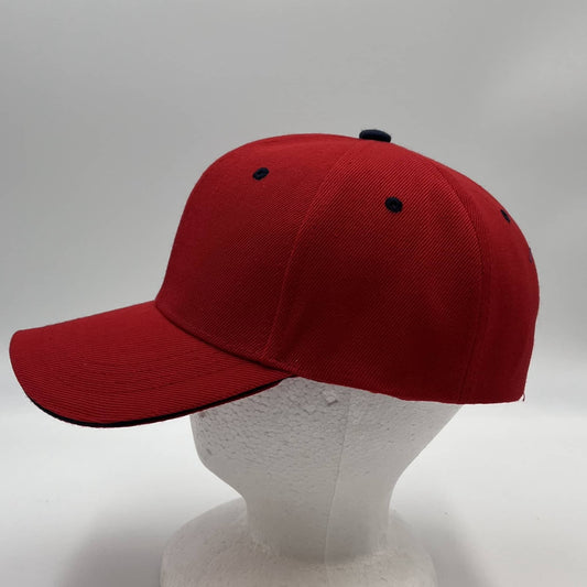 Plain Sandwich Velcro Red and Navy Blue Eyelets 12 pack PCV0326 Cap Hat