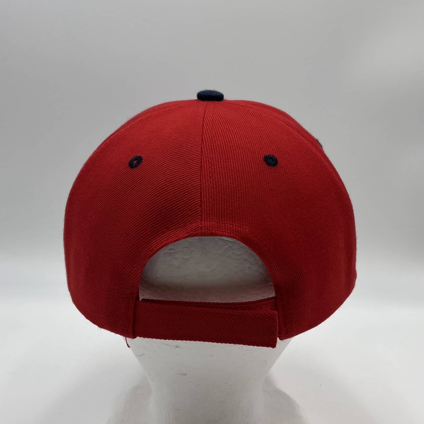 Plain Sandwich Velcro Red and Navy Blue Eyelets 12 pack PCV0326 Cap Hat